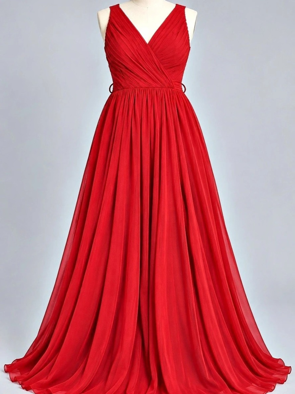 Bari Jay Red Chiffon Convertible Cross-Back Formal Maxi Gown Sz 16 - Picture 3 of 7